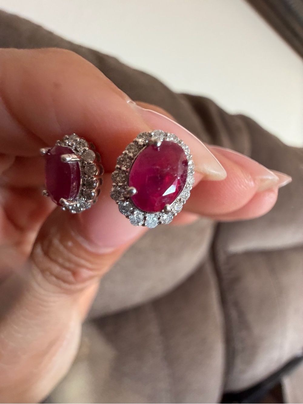 NEW 14K WG Natural Ruby 2.36CT Diamond .34CT Halo Stud Earrings Certificate